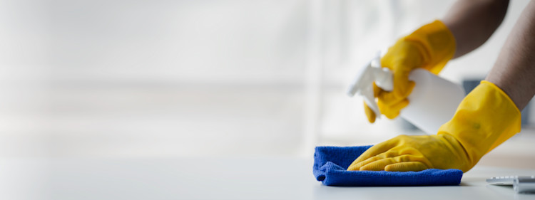 cleaning with cloth and bleach