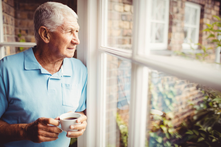 Man looking at garden