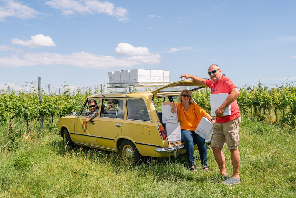 Spotted: Stefan Landauer mid-harvest, loading up his beloved classic car. Don't miss his seriously juicy reds from Lower Austria.