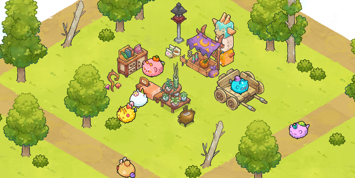 Image from game of cute creatures in a park 