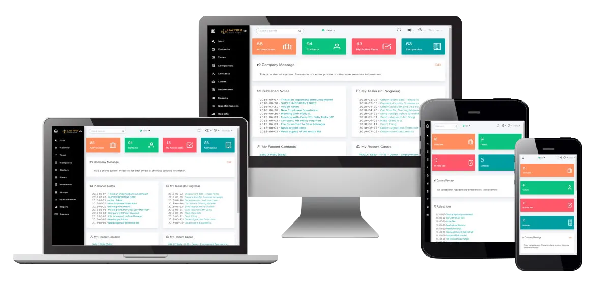 Infotems immigration case management dashboard for multiple devices