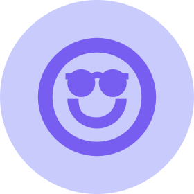 icon of a smiley face wearing sunglasses