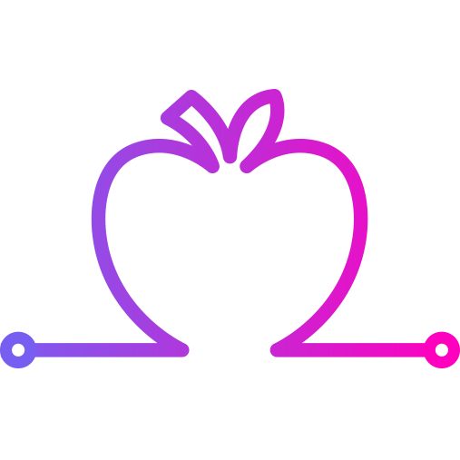 An illustration of city skyline with an apple in the place of a building to represent Lyft Grocery Access