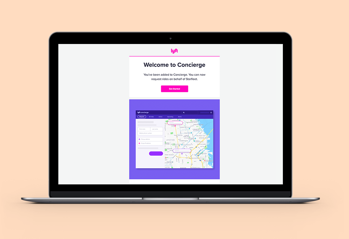 welcome email screen