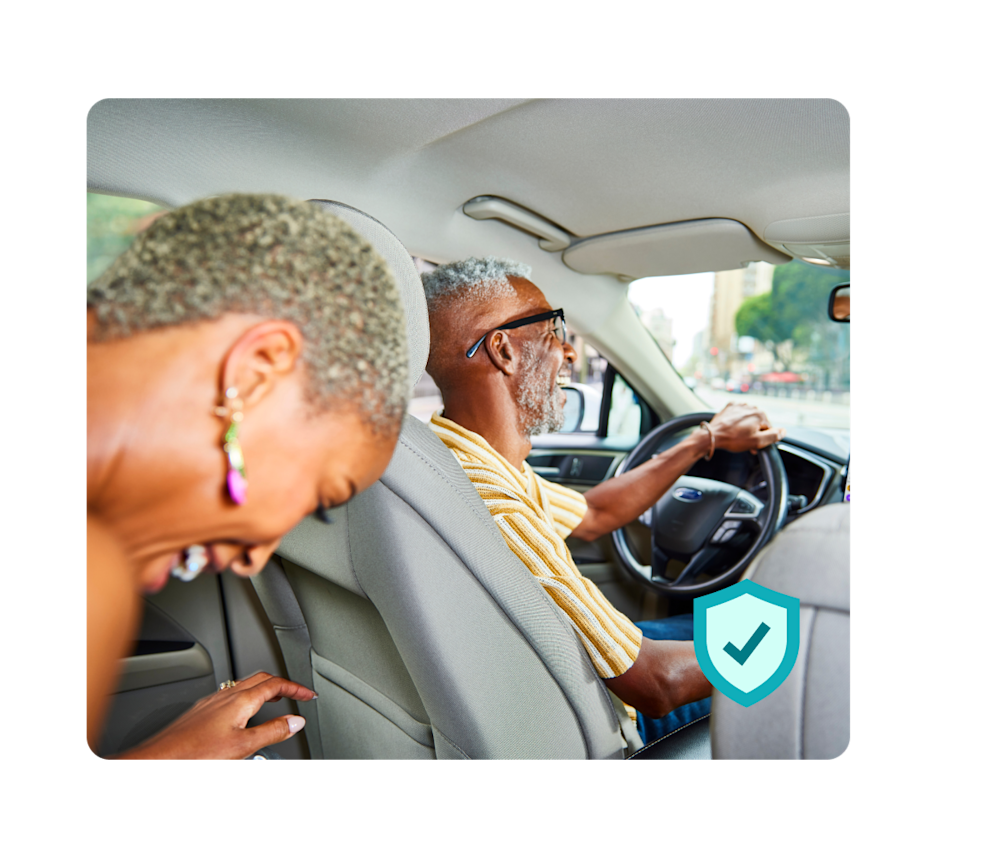 Lyft driver and rider in car