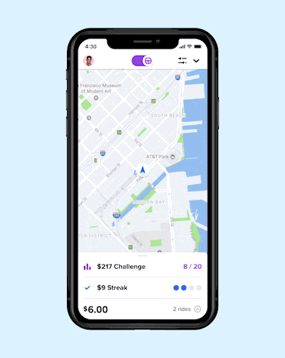 Ride challenges animation in-app