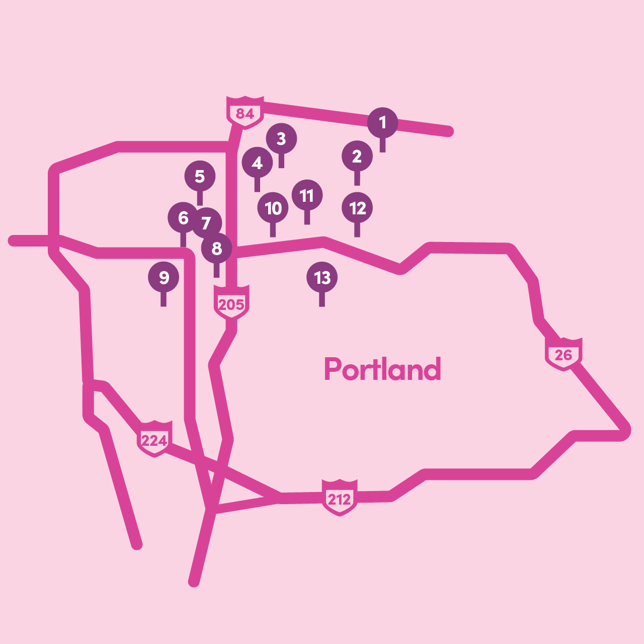 Lyft Grocery Access: Map of participating Portland locations