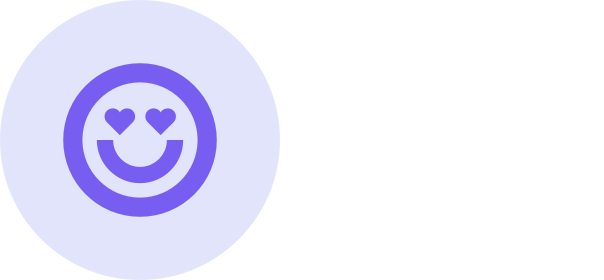 Smiley face with heart eyes in purple