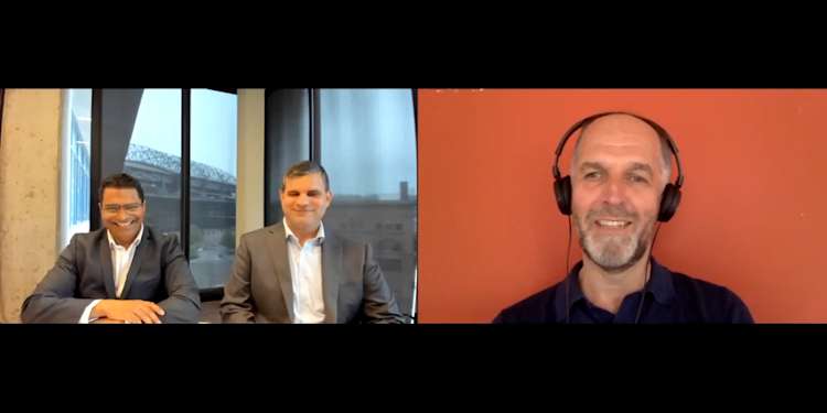 Me (second from left) with Surash Patel (left) speaking with Tim Green at the
“The role of machine learning in enterprise communications” webinar.