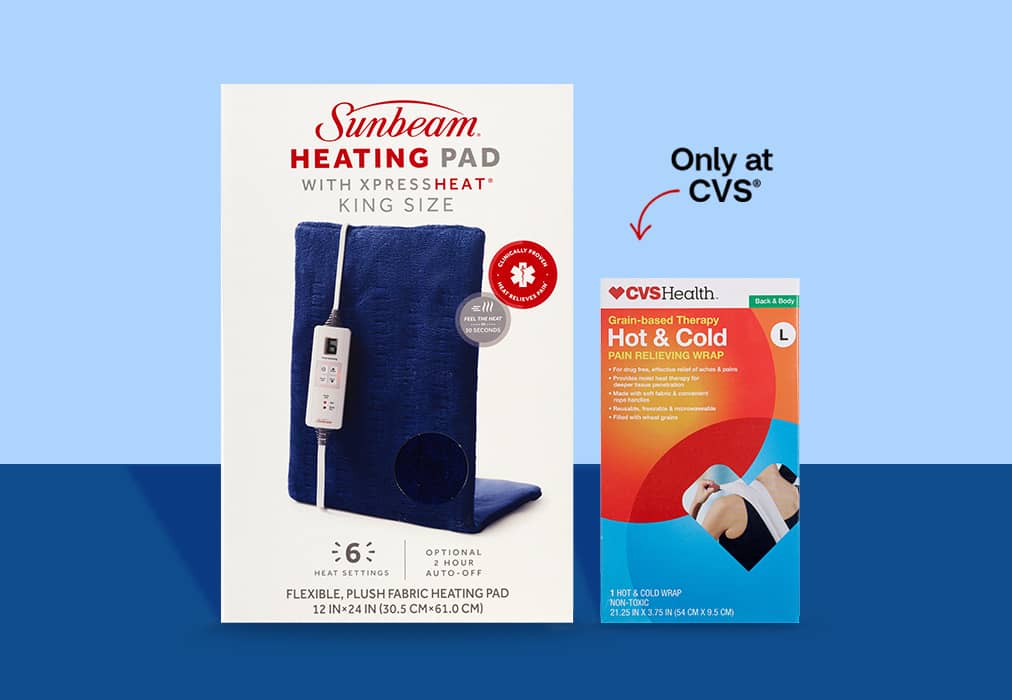 Sunbeam heating pad and CVS Health Hot & Cold pack, only at CVS