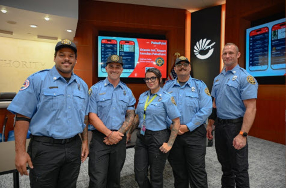 Group photo of ARFF (Aircraft Rescue Fire Fighters) EMS crew.