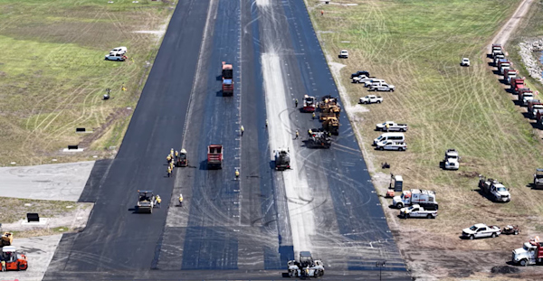 Photo of ORL runway rehabilitation work being done.