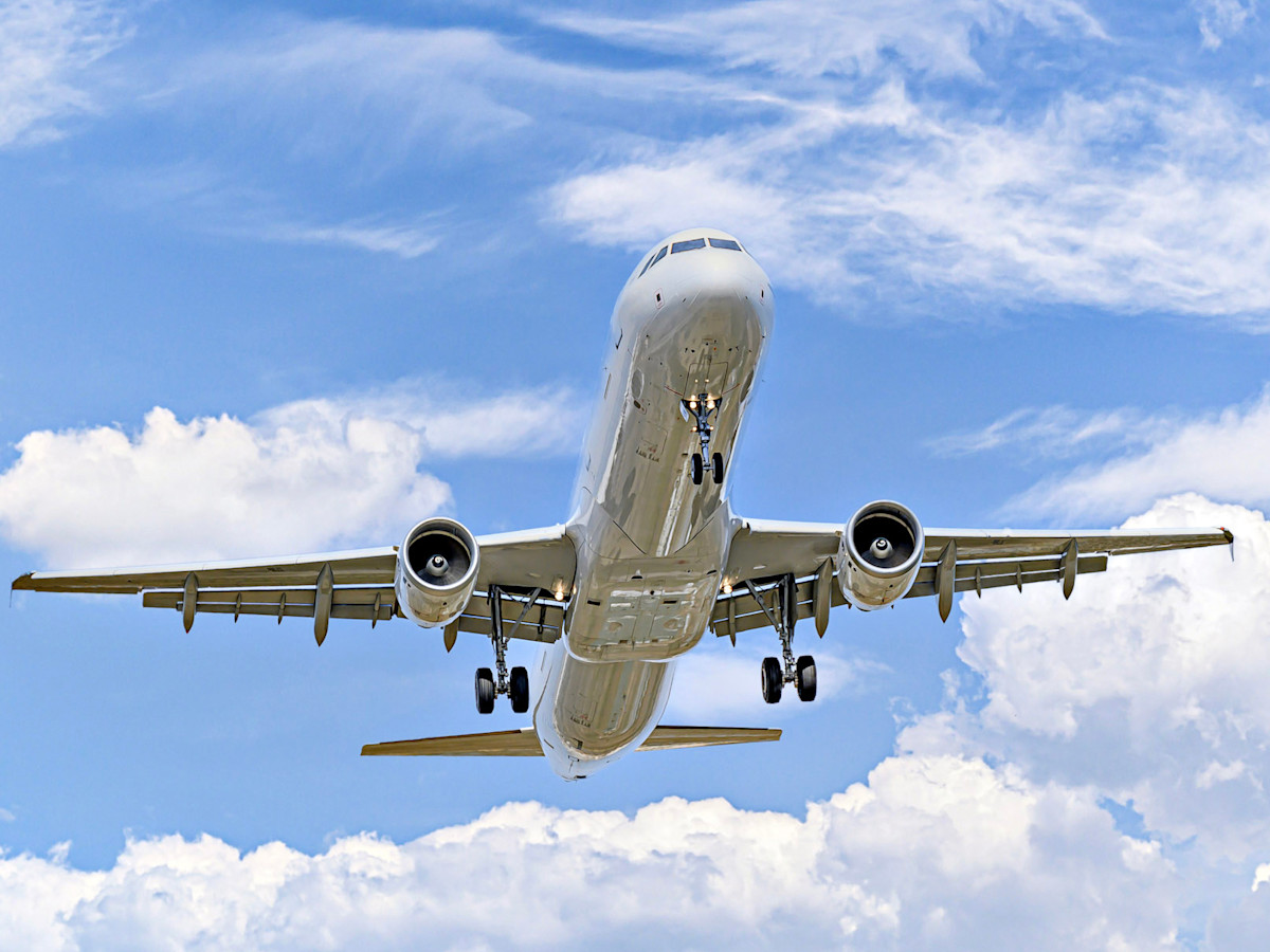 Passenger plane taking off.