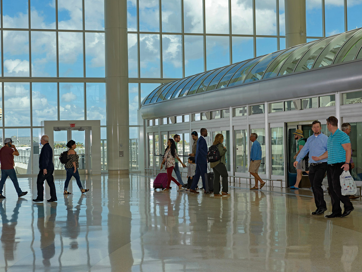 Photo of people boarding the Terminal Link in Terminal C.