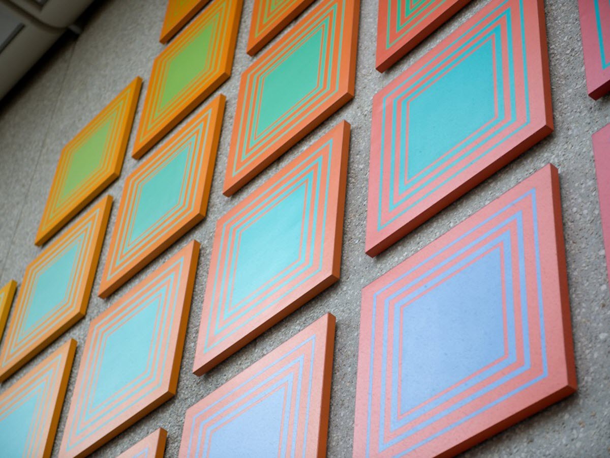 Day Pyramid
Artist: Richard Anuszkiewicz (1930-2020)
Details: 1981, 15 by 27 feet, Silkscreen on Masonite
Collection: GOAA Art Collection
Location: Terminals A & B, Level 3, Security Checkpoint for Gates 1-59