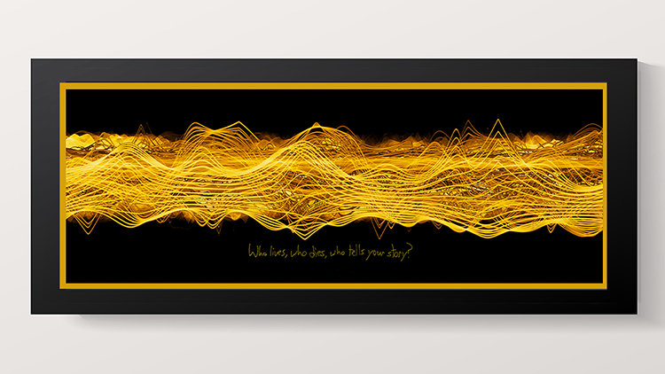 Win a One of a Kind Artwork Based on the Soundwaves of Hamilton's "Who Lives Who Dies Who Tells Your Story" Signed by Lin-Manuel Miranda and Artist Tim Wakefield