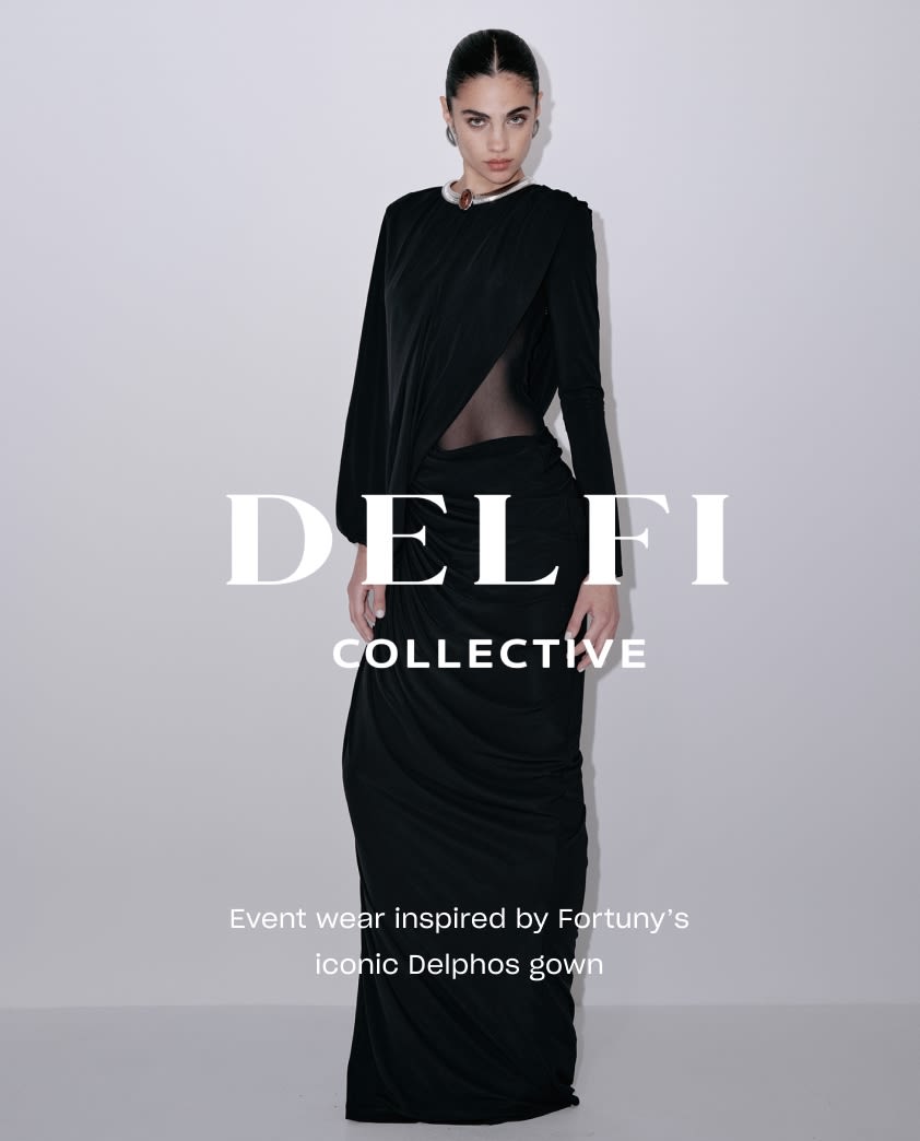 Delfi Collective
Event wear inspired by Fortuny’s iconic Delphos gown