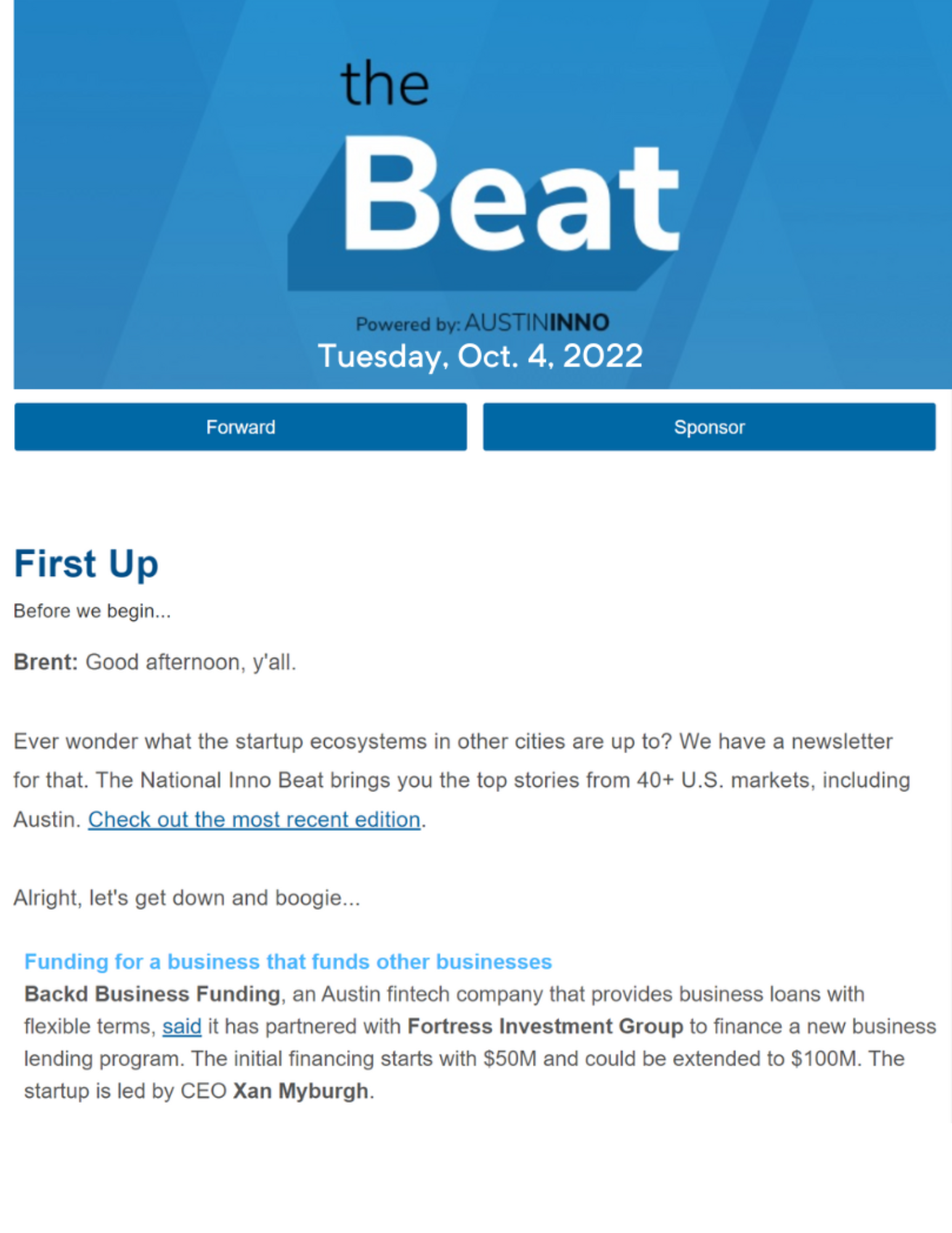 Backd Featured in Austin Inno's "The Beat"