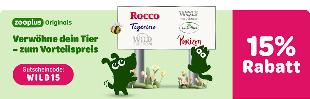 zooplus Originals: Verwöhne dein Tier - zum Vorteilspreis. Gutscheincode: WILD15. 15% Rabatt