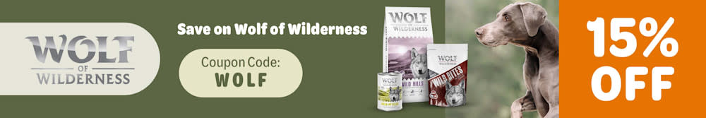 15% off Wolf of Wilderness. Coupon Code: WOLF