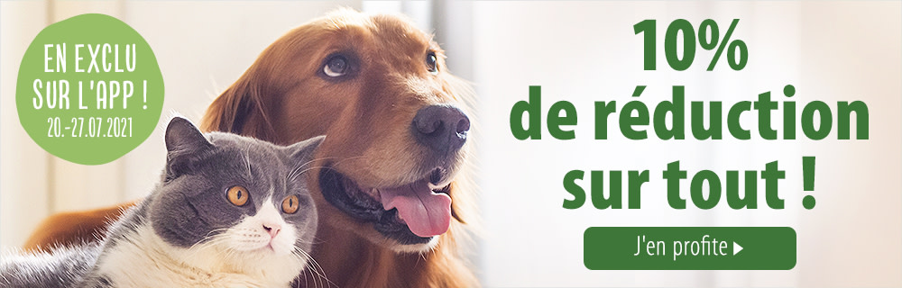 10 % de remise sur TOUT le site pour toute commande sur l'appli zooplus