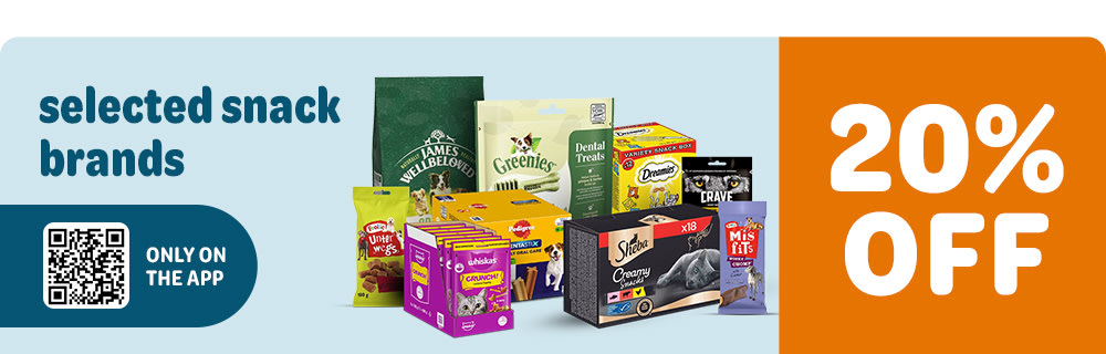 20% off selected snack brands: only on the App!