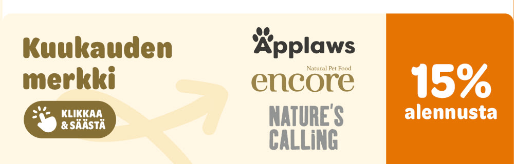 Kuukauden merkki: Applaws, encore & Nature's Calling. Jopa 15% alennusta. Klikkaa & säästä.
