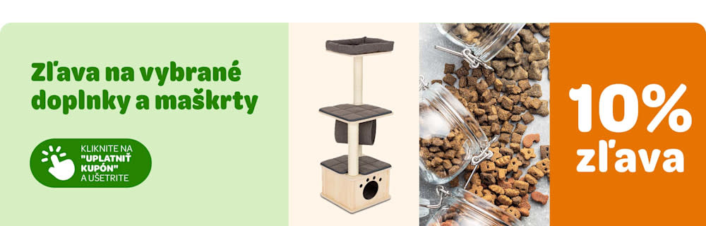 Zľava 10% na vybrané doplnky a maškrty - kliknite na "uplatniť kupón" a ušetrite