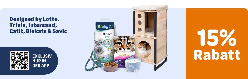 Designed by Lotte, Trixie, Intersand, Catit, Biokats & Savic 15% Rabatt