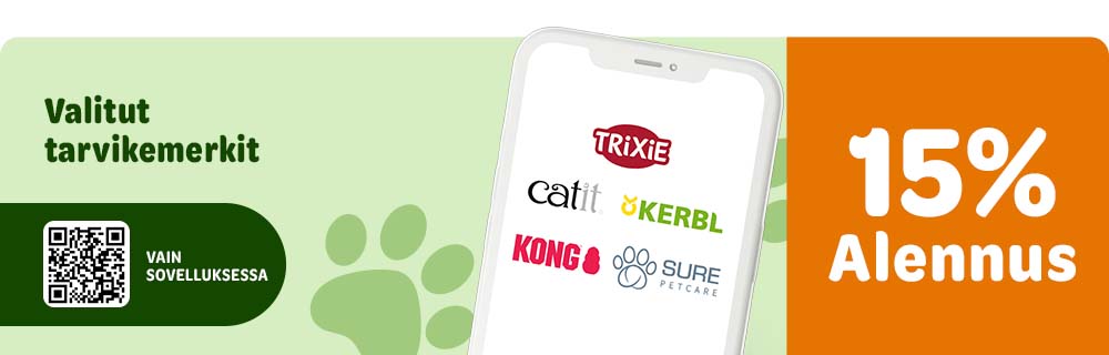 15% alennus. Valitut tarvikemerkit. Vain sovelluksessa.