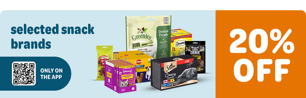 20% off selected snack brands: only on the App!