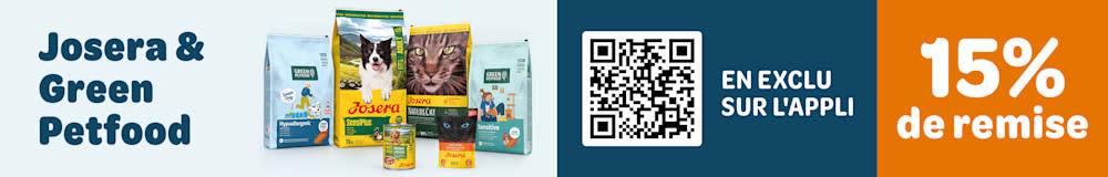 En exclu sur l'appli: 15 % de remise sur Josera & Green Petfood