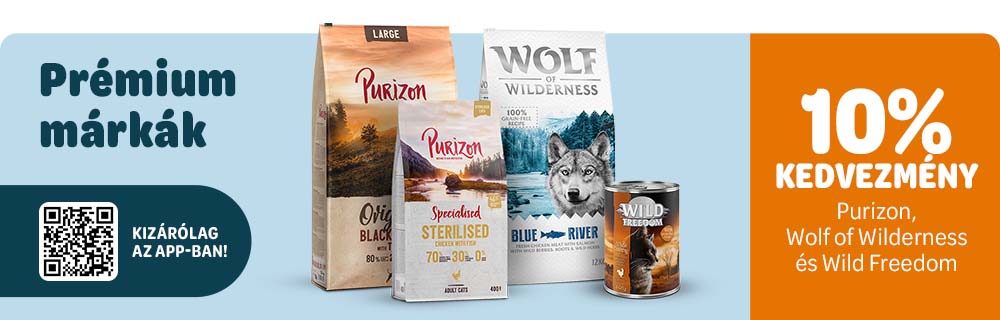 10% kedvezmény Wolf of Wilderness, Purizon és Wild Freedom termékekre