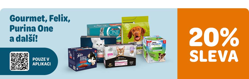 Gourmet, Felix, Purina One a další! Pouze v aplikaci. 20% sleva