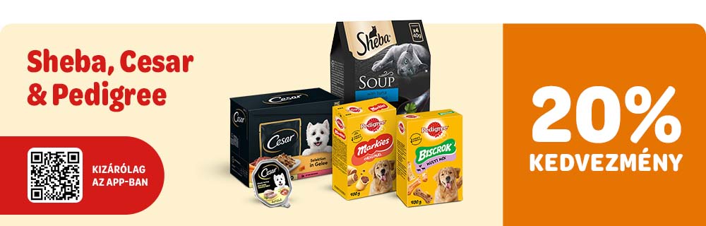 Sheba, Cesar & Pedigree most 20% kedvezménnyel kizárólag az app-ban