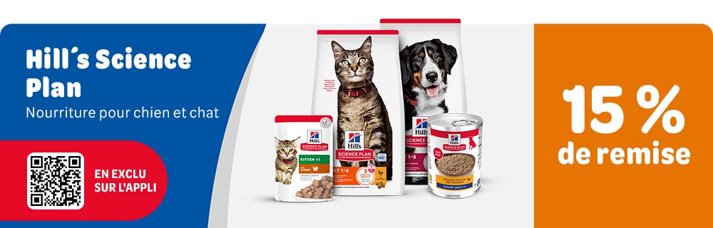 En exclu sur l'appli: 15% de remise sur Hill's Science Plan nourriture pour chien et chat