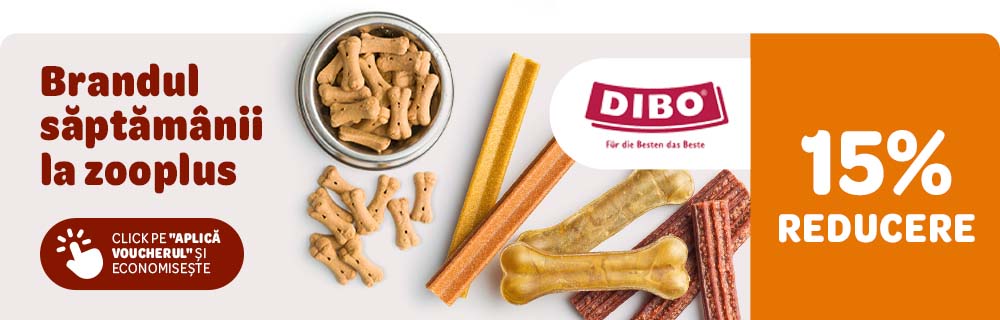 Dibo Brandul săptămânii la zooplus. 15% reducere. Click pe "Aplică voucherul și economisește"