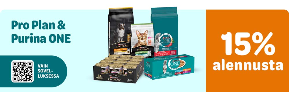 Purina Prop Plan & Purina One. 15% alennusta. Vain sovelluksessa.