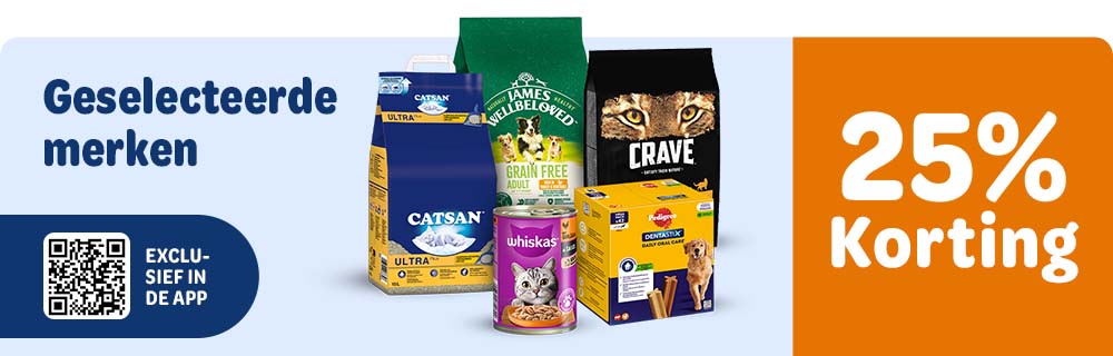 25% korting op geselecteerde merken in de APP!