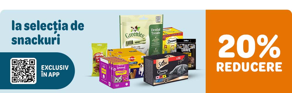 20% reducere la selecția de snack-uri exclusiv în App