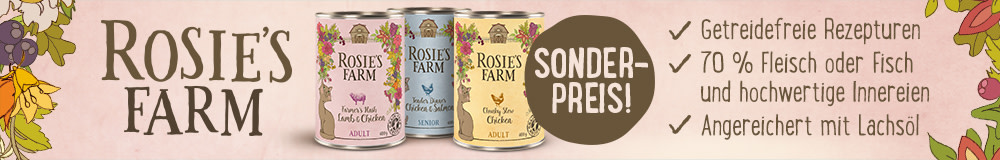 Jetzt Rosie's Farm 6x400g Katzenfutter zum Sonderpreis sichern!
