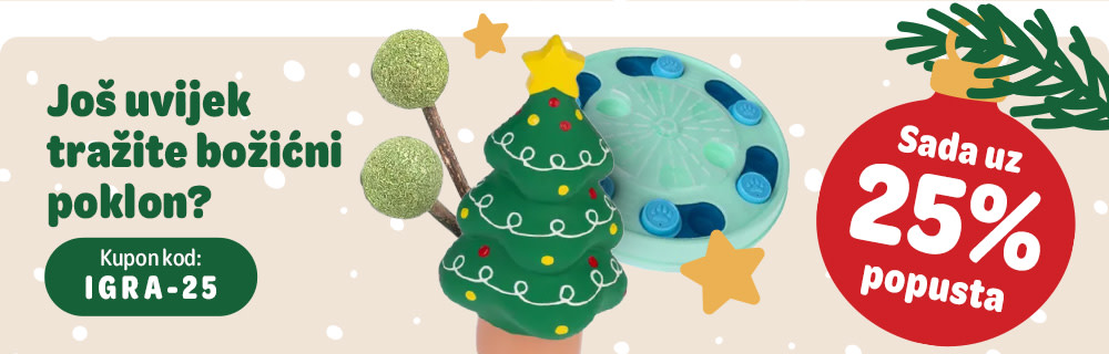 Još uvijek tražite božićni poklon? Sada sve igračke za pse i mačke uz 25% popusta s kupon kodom: IGRA-25