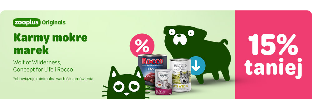 zooplus Originals: karmy mokre marek Wolf od Wilderness, Concept for Life i Rocco 15% taniej. Obowiązuje minimalna wartość zamówienia.
