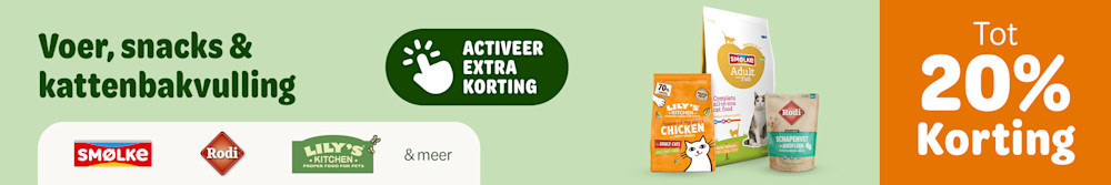 Voer, snacks & kattenbakvulling tot 20% korting