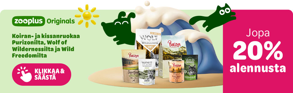 Jopa 20% alennusta. zooplus Originals. Koiran- ja kissanruokaa Purizonilta, Wolf of WIldernessilta ja Wild Freedomilta. Klikkaa & säästä.
