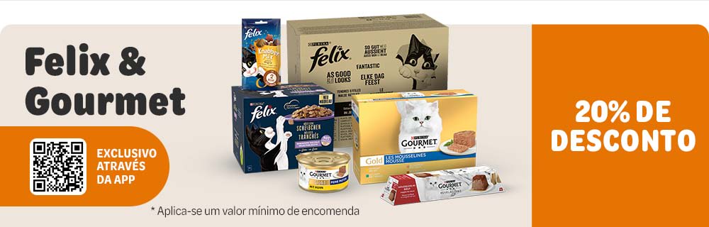 -20 % em Purina Gourmet e Felix exclusivo na App zooplus!