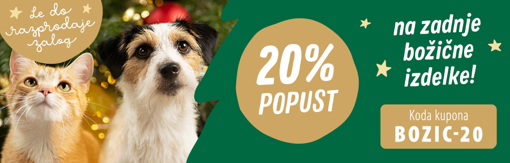 20% popust na zadnje kose pasjih in mačjih igrač v božičnih motivih!