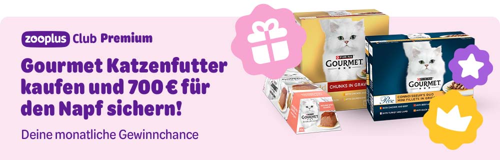 zooplus Club Premium: Gourmet Katzenfutter kaufen und 700€ für den Napf sichern! Deine monatliche Gewinnchance