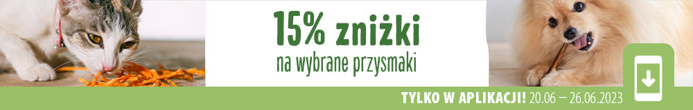 15% rabatu na wybrane przysmaki dla psa i kota tylko w aplikacji zooplus