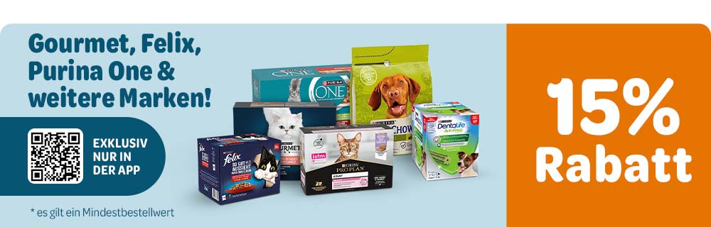 Exklusiv nur in der App: Gourmet, Felix, Purina One & weitere Marken! - 15% Rabatt